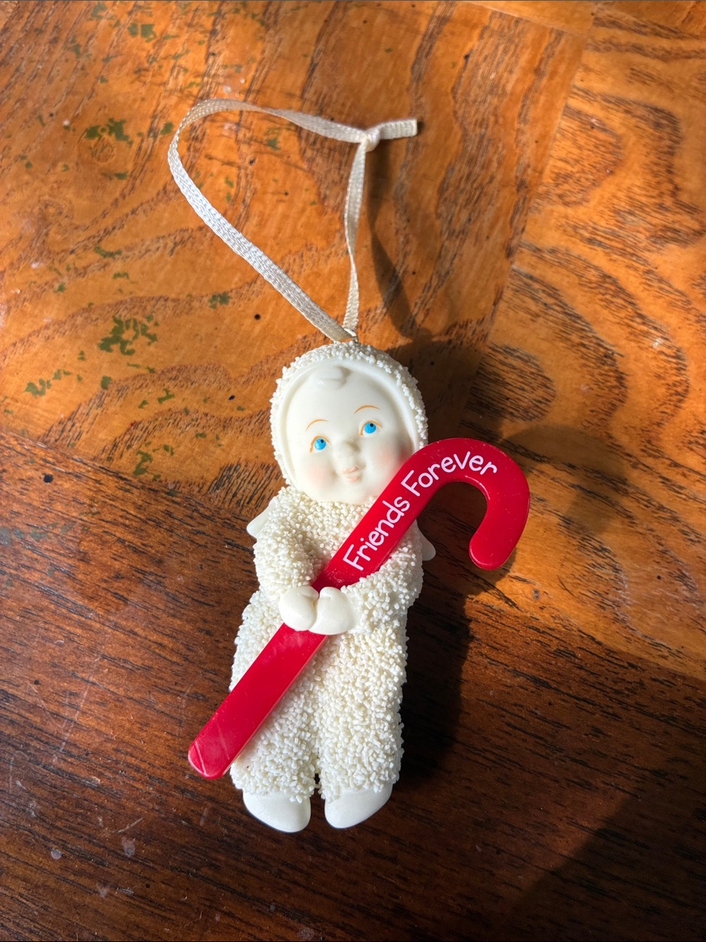 Department 56 Snowbaby Ornament Holding Candy-Cane Charm - “Friends Forever”